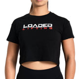 Loaded Lifting apparel Crop Tshirt, Womens (Black)