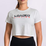 Loaded Lifting apparel Crop Tshirt, Womens (White)